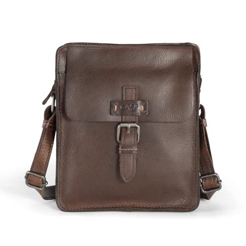 Cas8 men EDINBURGH kleine Umhängetasche für Männer JAMIE, Herrentasche aus Echtleder (100% vegetabil gegerbtes Rindleder), brown von Cas8