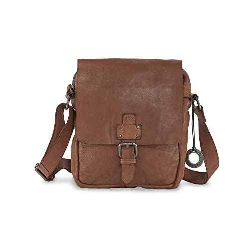 Cas8 men LINUS Umhängetasche mit Überschlag, stilvolle Messenger Bag für Herren, Bürotasche aus 100% Leder, Männertasche für Office & Freizeit, cognac von Cas8