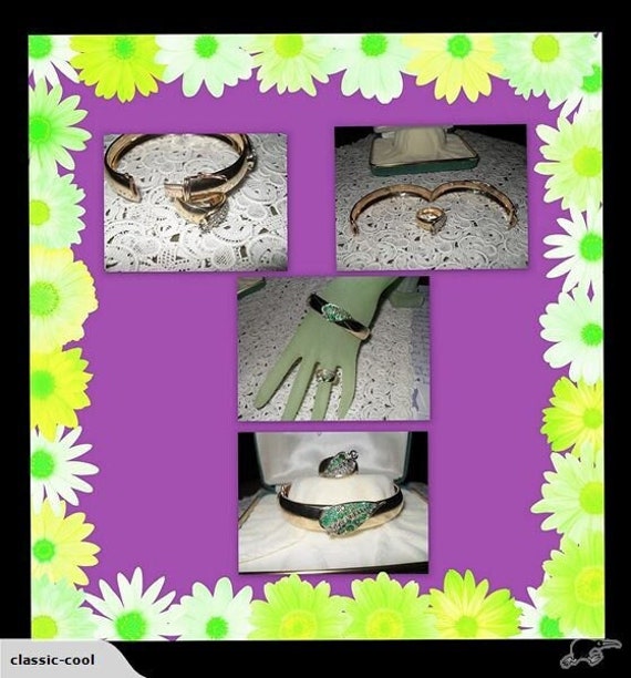 Geschenk Für Sie/Diamanten Und Smaragden Passendes Solides 9 Karat Armband & Ring Handgefertigt. Einzelstück Geschenk Für Sie/Diamanten Und Smaragden Passendes Solides 9 Karat Armband & Ring Handgefertigt. Einzelstück von CasLadiesBoutique