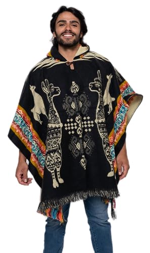Alpaca Land, Handgefertigte Ponchos aus Ecuadorianischer Alpakawolle, Anthrazit-Alpaka, EinheitsgröÃŸe von Alpaca Land