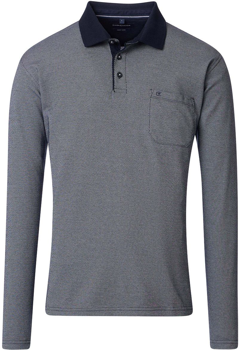 Casa Moda Long Sleeve Poloshirt Structure Blau - Größe XL von Casa Moda