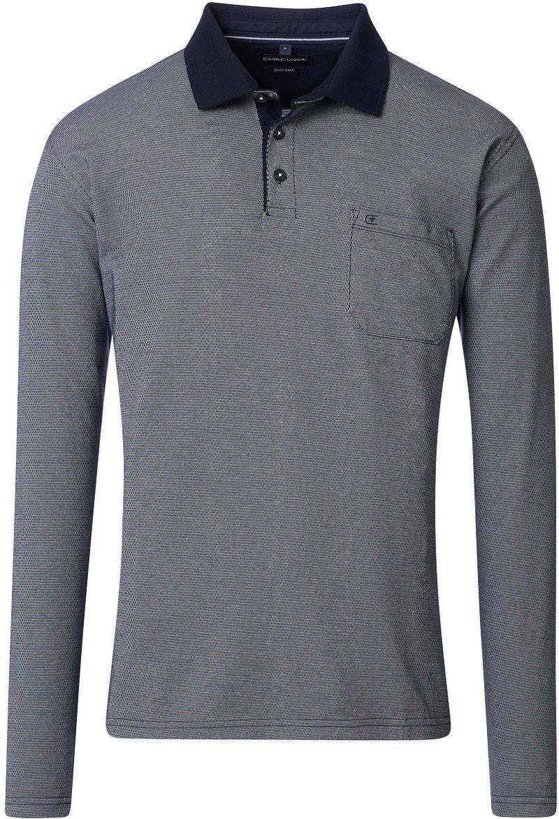 Casa Moda Long Sleeve Poloshirt Structure Blau - Größe XL von Casa Moda