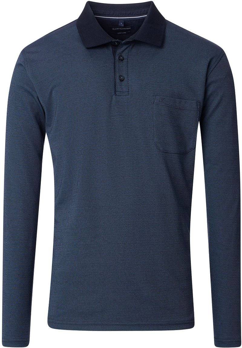 Casa Moda Long Sleeve Poloshirt Structure Navy - Größe L von Casa Moda