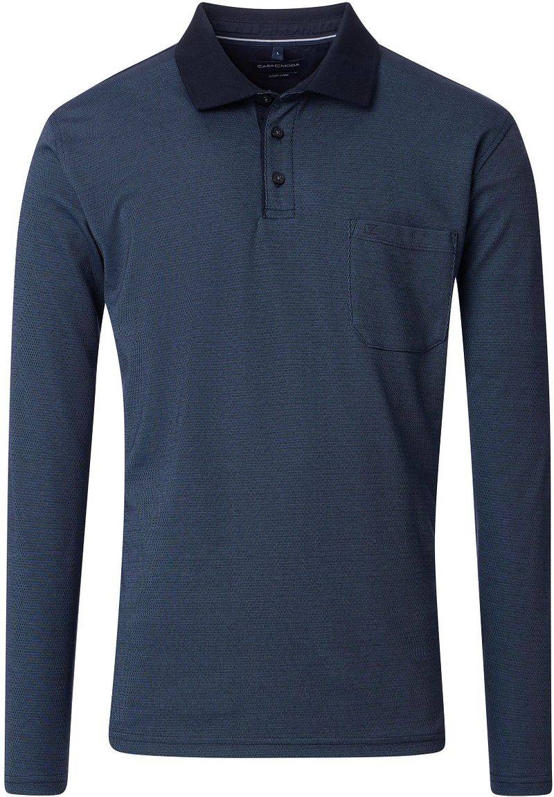 Casa Moda Long Sleeve Poloshirt Structure Navy - Größe XXL von Casa Moda
