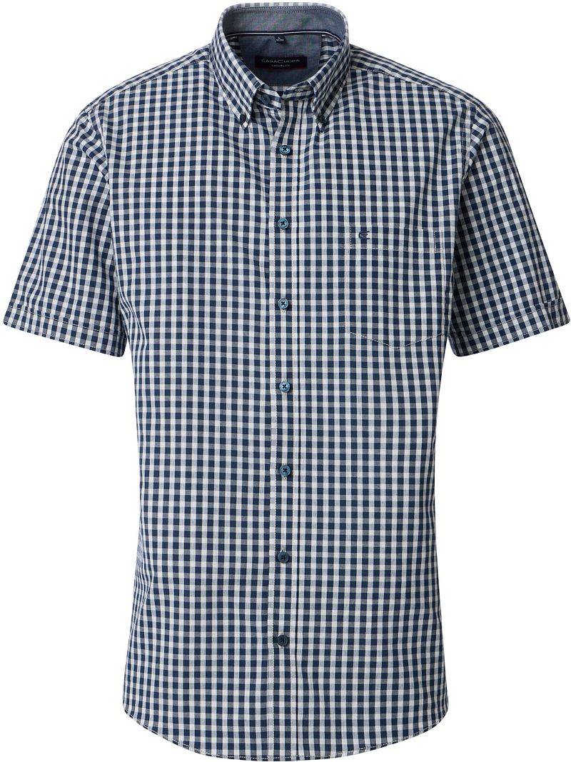 Casa Moda Short Sleeve Freizeithemd Check Navy - Größe M von Casa Moda