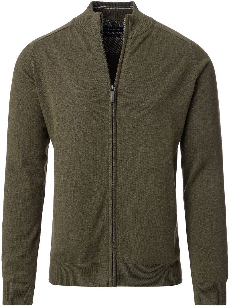 Casa Moda Strickjacke Zip Olivgrün - Größe XXL von Casa Moda