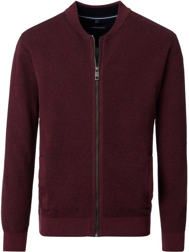 Casa Moda Strickjacke Zip Structure Bordeaux - Größe 4XL von Casa Moda