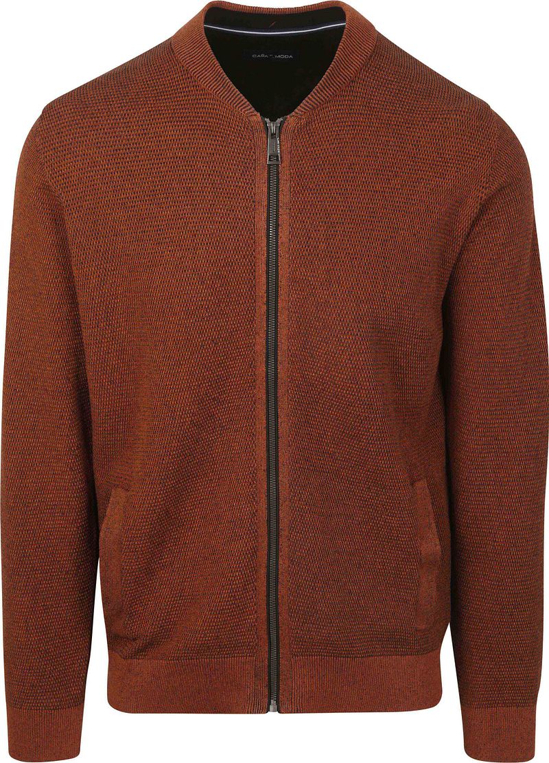 Casa Moda Strickjacke Zip Structure Brique - Größe 4XL von Casa Moda