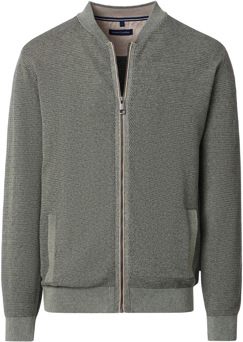 Casa Moda Strickjacke Zip Structure Grün - Größe 3XL von Casa Moda