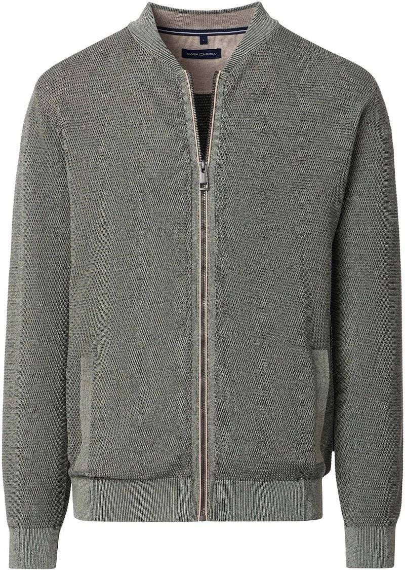 Casa Moda Strickjacke Zip Structure Grün - Größe 4XL von Casa Moda