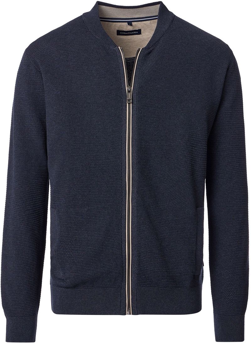 Casa Moda Strickjacke Zip Structure Navy - Größe 3XL von Casa Moda