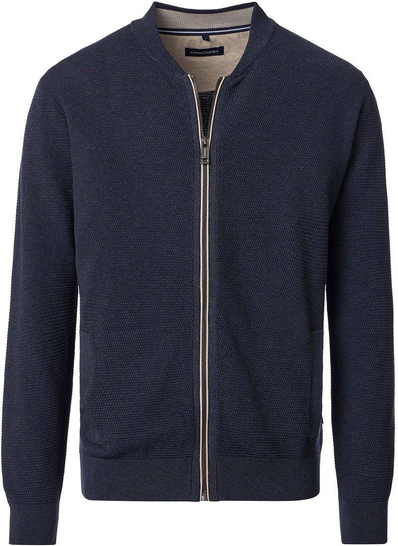 Casa Moda Strickjacke Zip Structure Navy - Größe XL von Casa Moda