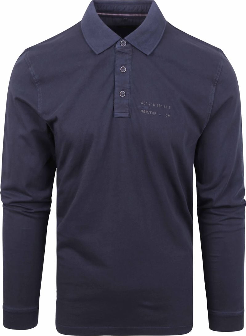 Casa Moda Vintage Longsleeve Poloshirt Navy - Größe L von Casa Moda