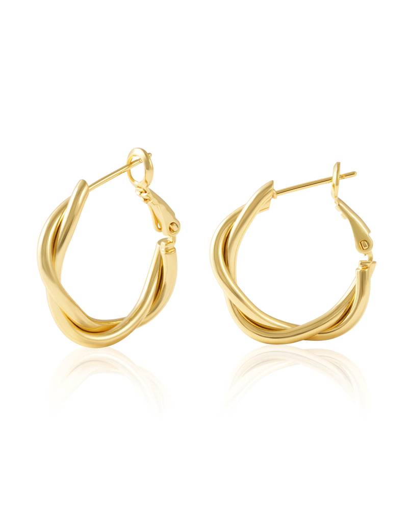 Chunky Gedrehte Creolen Mit 18K Gold Plattierung/ Große Breite Klobige Twisted Hoops/Glatte Elegante, Creolen/ 2, 5cm Durchmesser Chunky Gedrehte Creolen Mit 18K Gold Plattierung/ Große Breite Klobige Twisted Hoops/Glatte Elegante, Creolen/ 2, 5cm Durchmesser von CasaAzulJewelry