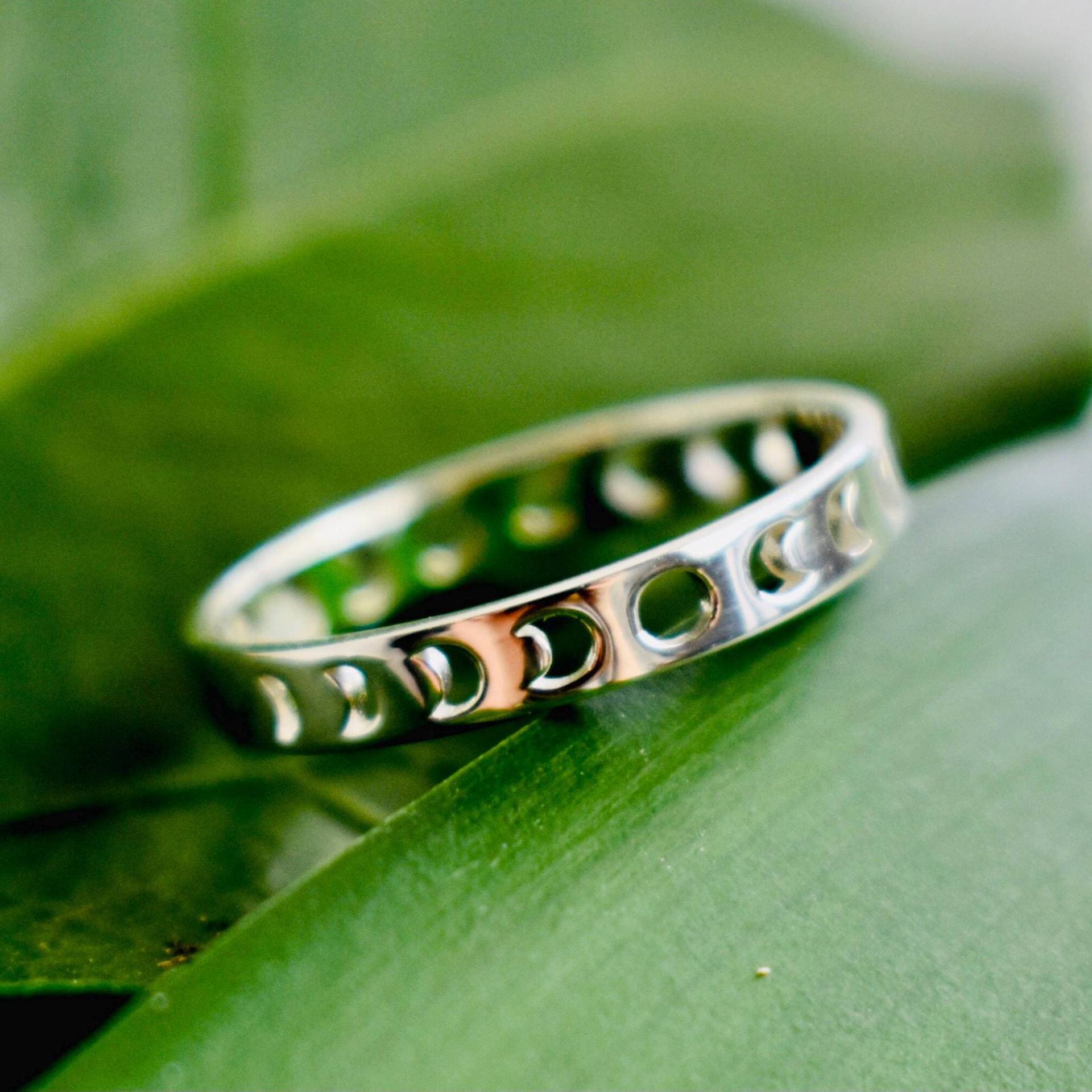 Mondphasen Ring Sterling Silber/Vollmond, Halbmond Bandring Aus von CasaAzulJewelry