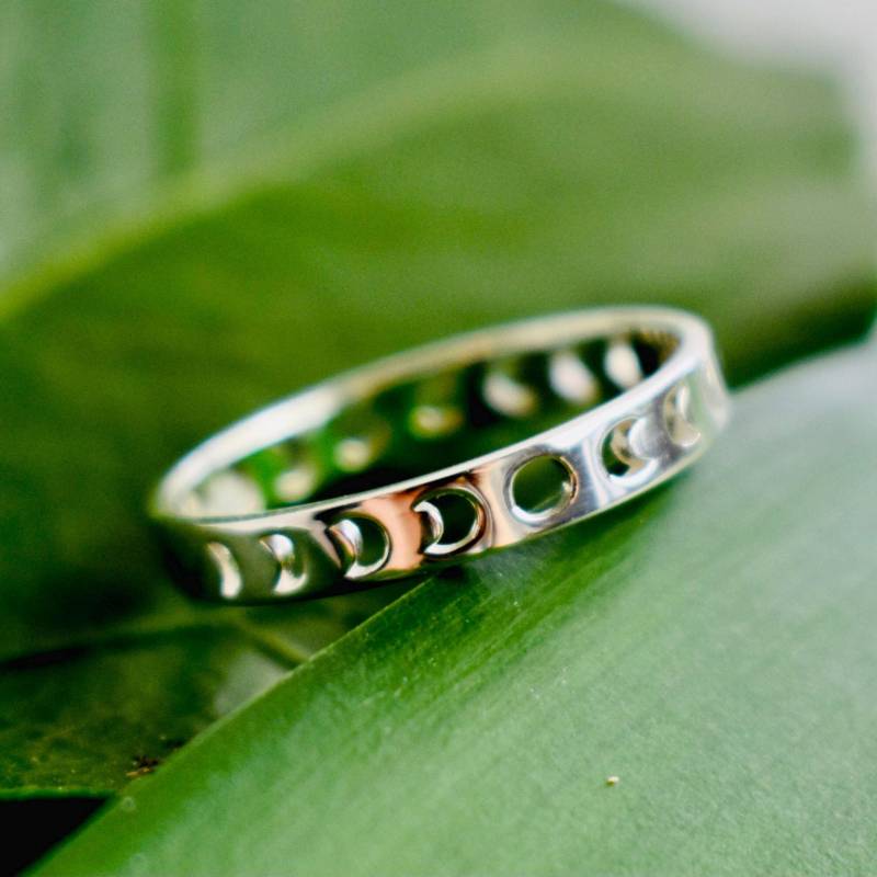 Mondphasen Ring Sterling Silber/Vollmond, Halbmond Bandring Aus von CasaAzulJewelry
