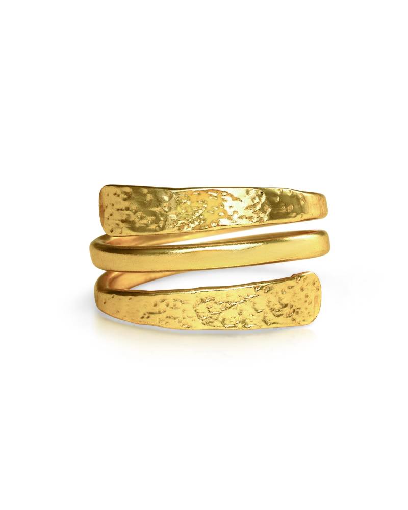 Wickel Ring 18K Vergoldet/ Goldener Spiralring/ Wrapring/ Dainty Multi Band Ring/ Spiralring Mit Geschenkbox/ Gehämmertes Messing von CasaAzulJewelry
