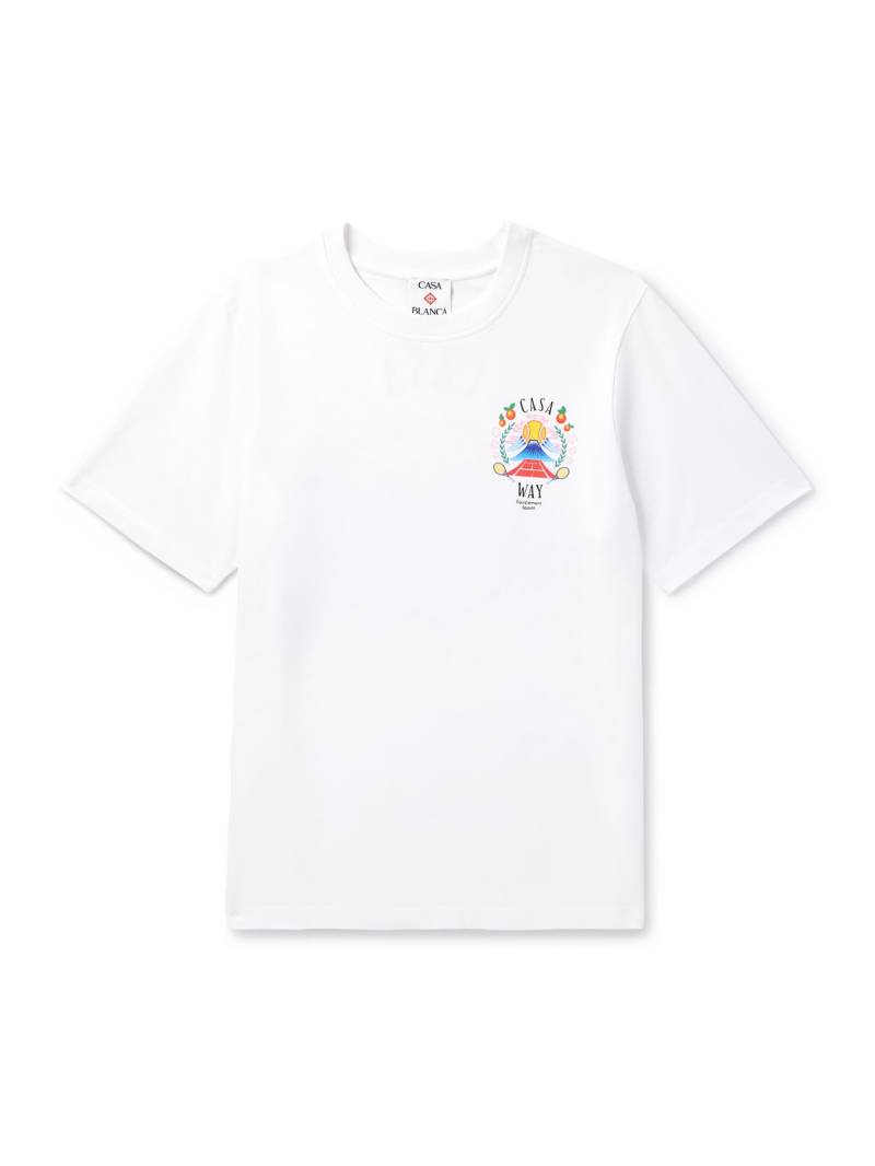 Casablanca - Casa Way Mountain Printed Cotton-Jersey T-Shirt - Men - White - XL von Casablanca