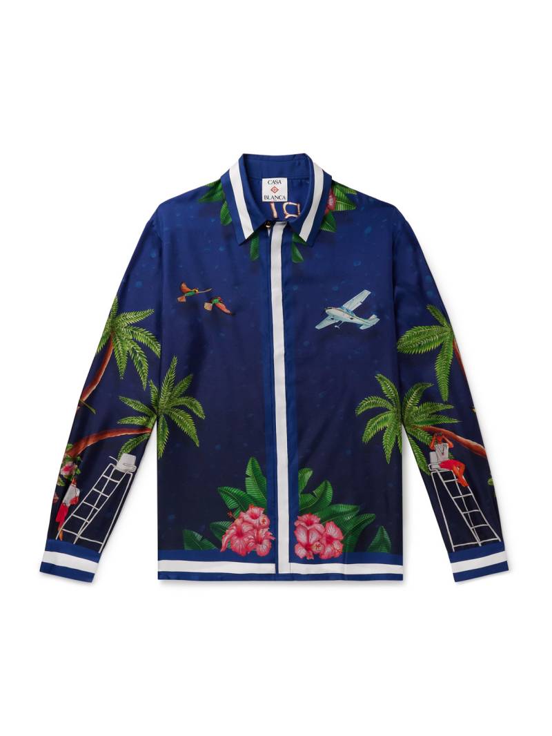 Casablanca - Casablanca Surf Club Printed Silk-Twill Shirt - Men - Blue - XS von Casablanca