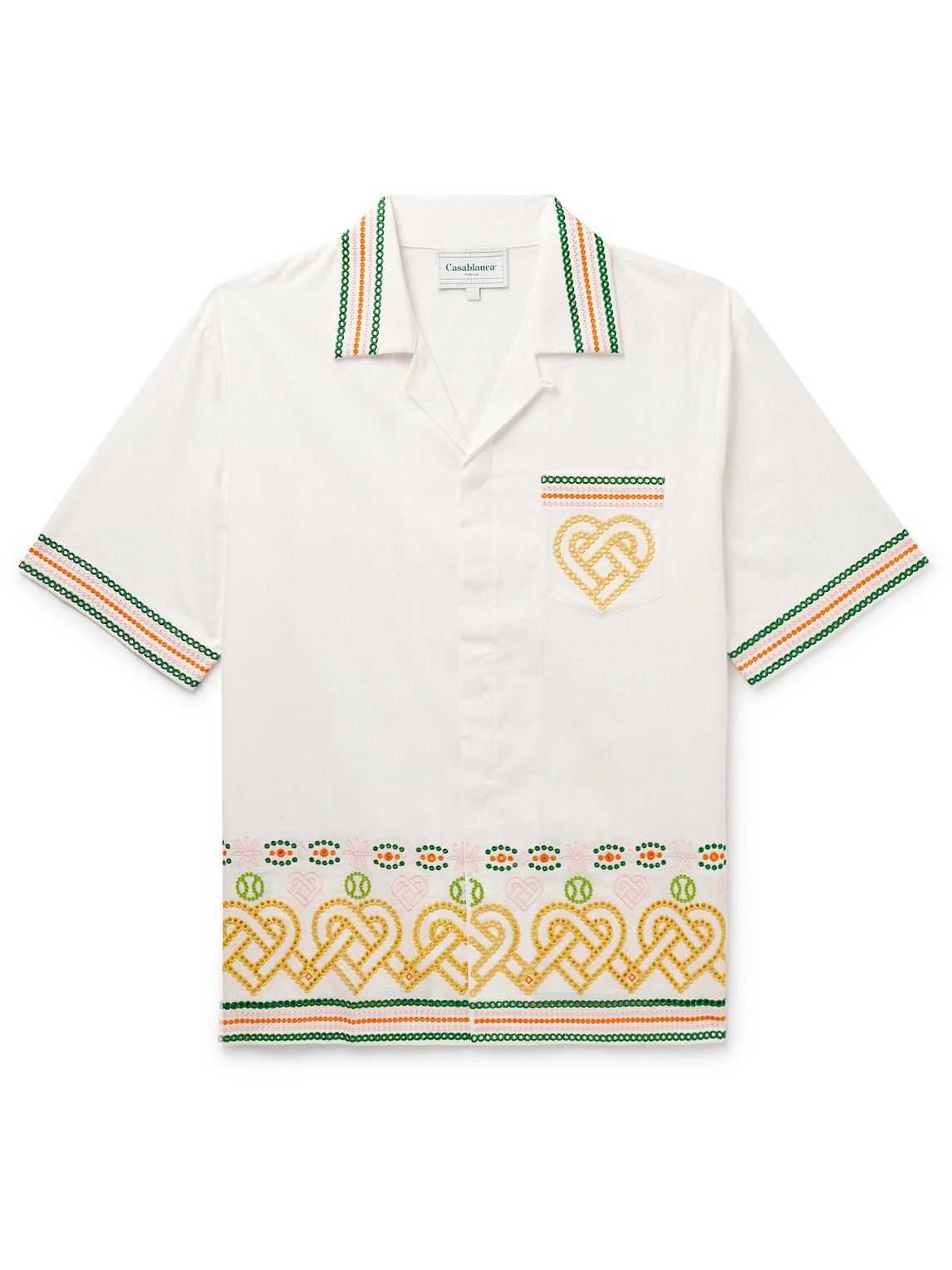 Casablanca - Convertible-Collar Broderie Anglaise Cotton Shirt - Men - White - S von Casablanca