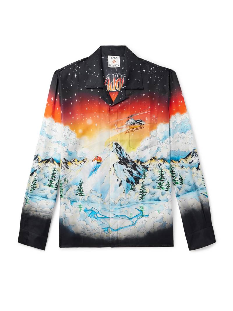 Casablanca - Convertible-Collar Printed Silk-Twill Shirt - Men - Black - XL von Casablanca