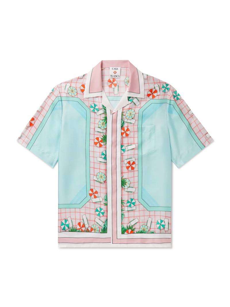 Casablanca - Copacabana Convertible-Collar Printed Silk-Twill Shirt - Men - Pink - L von Casablanca