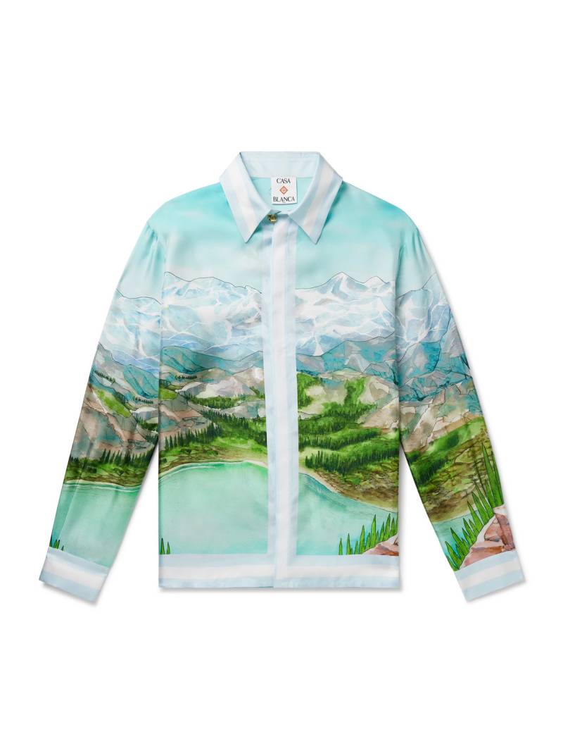 Casablanca - Dalmatian A La Montagne Printed Silk-Twill Shirt - Men - Blue - M von Casablanca