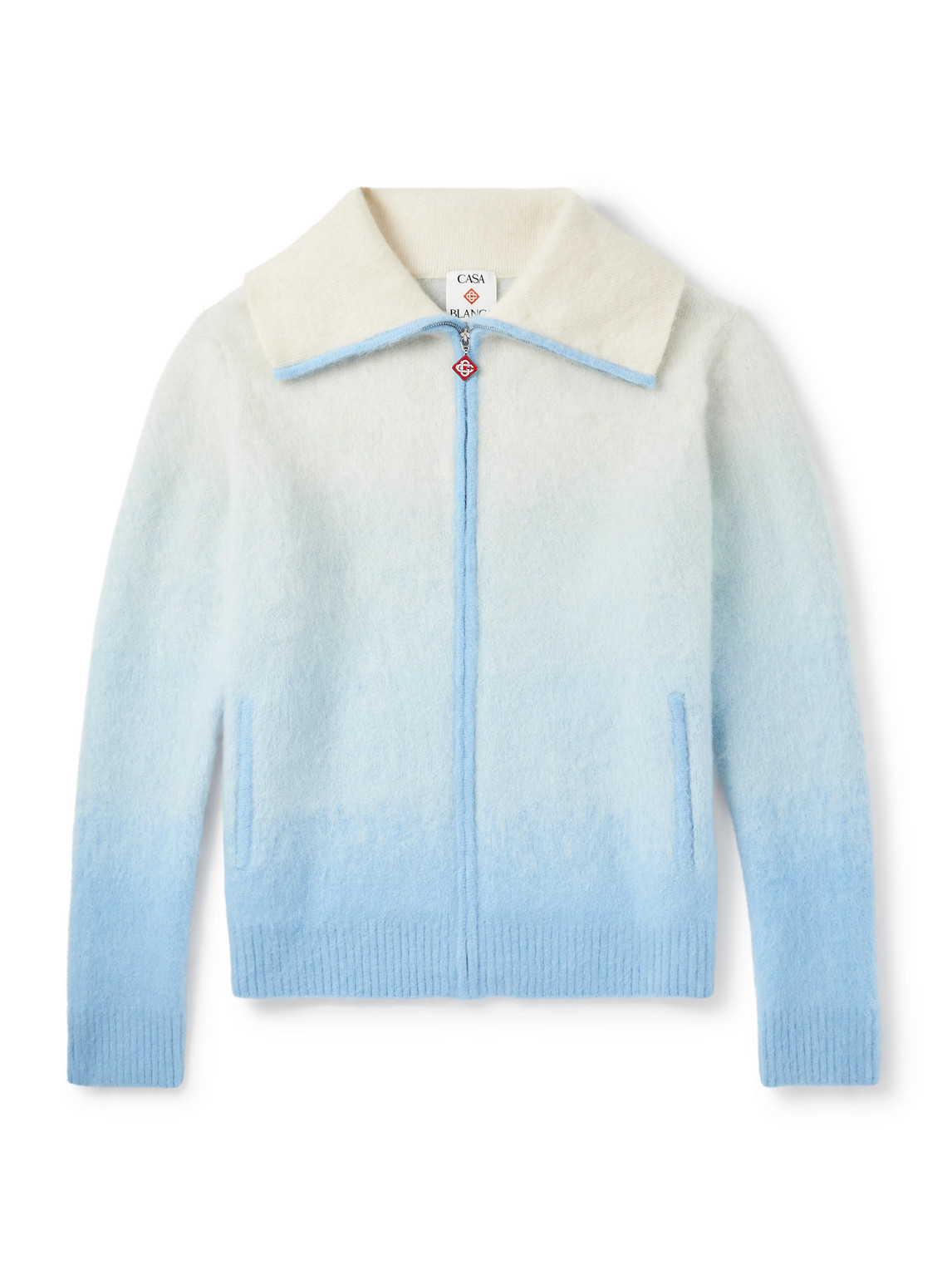 Casablanca - Fluffy Dégradé Knitted Zip-Up Jacket - Men - Blue - M von Casablanca