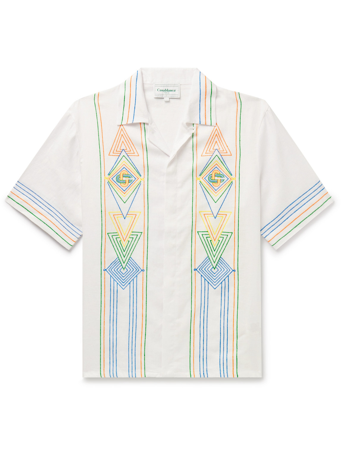 Casablanca - La Fil De La Musique Convertible-Collar Embroidered Linen Shirt - Men - White - M von Casablanca