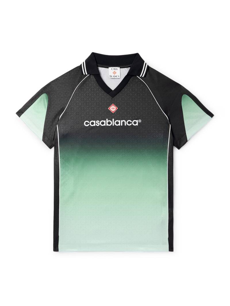 Casablanca - Logo-Detailed Monogrammed Dégradé Jersey Polo Shirt - Men - Green - XS Casablanca - Logo-Detailed Monogrammed Dégradé Jersey Polo Shirt - Men - Green - XS von Casablanca