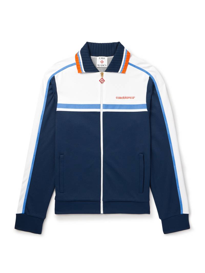 Casablanca - Logo-Embroidered Striped Piqué Track Jacket - Men - Blue - S von Casablanca