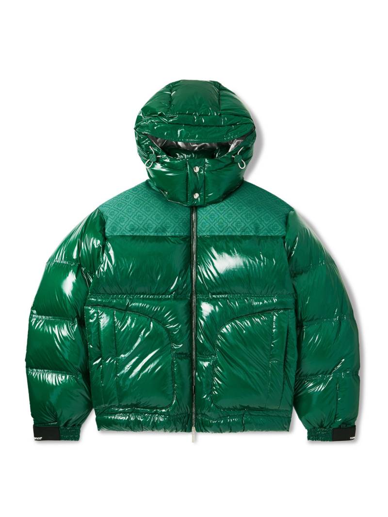 Casablanca - Logo-Jacquard Canvas-Trimmed Quilted Nylon-Ripstop Hooded Down Jacket - Men - Green - XL von Casablanca