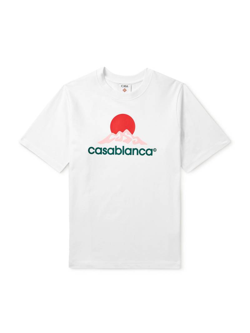 Casablanca - Montagne Logo-Appliquéd Organic Cotton-Jersey T-Shirt - Men - White - S von Casablanca