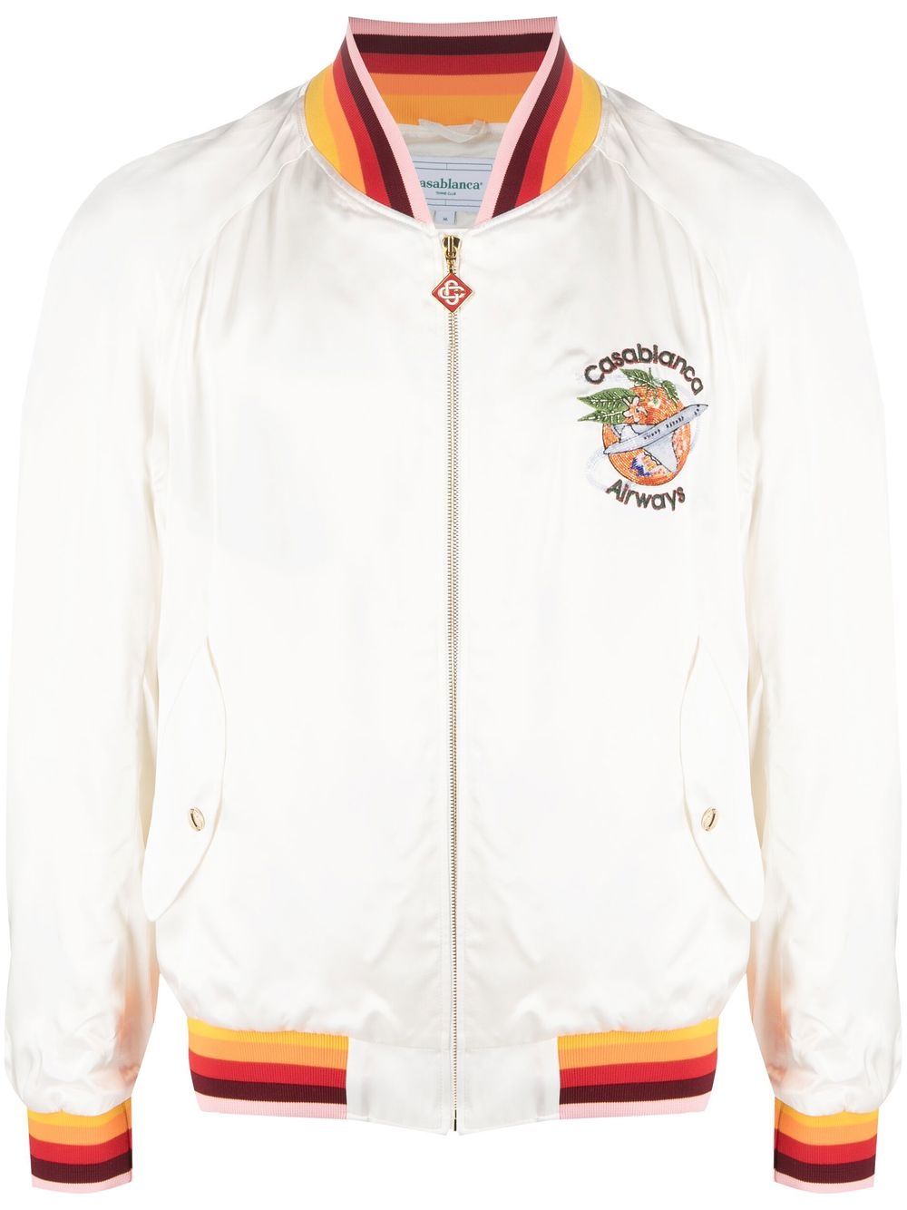 Casablanca Orbite Autour de l'Orange Jacke aus Satin - Weiß von Casablanca