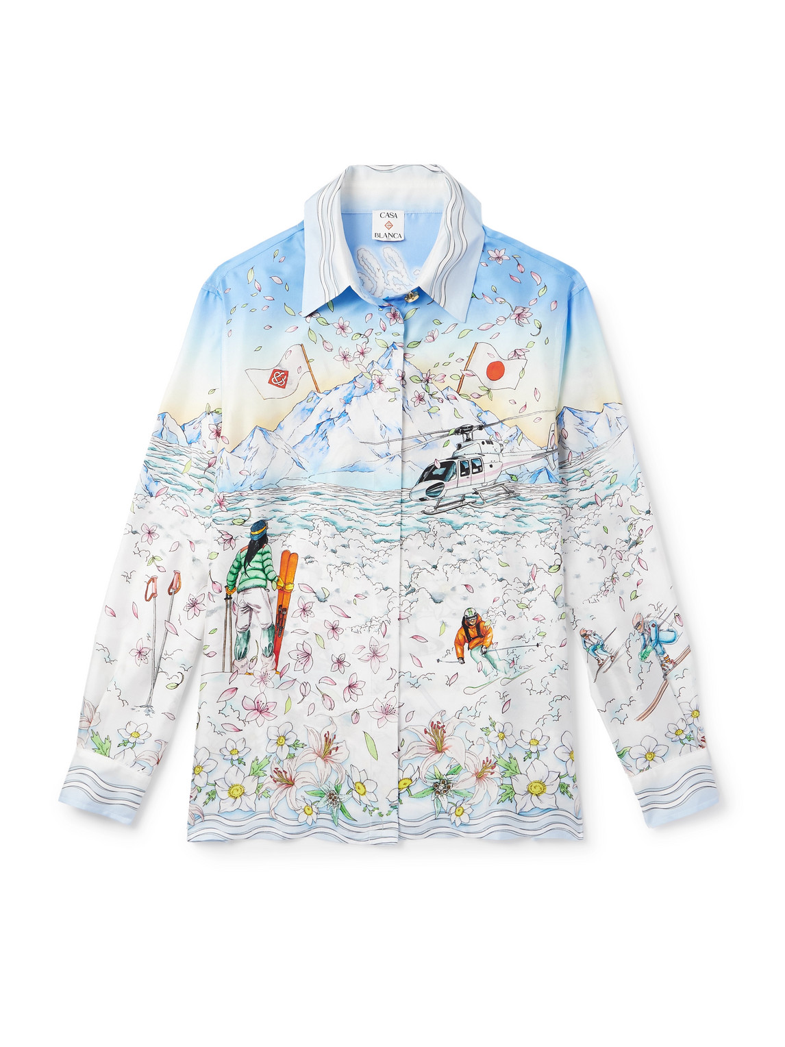 Casablanca - Printed Silk-Twill Shirt - Men - Blue - L von Casablanca