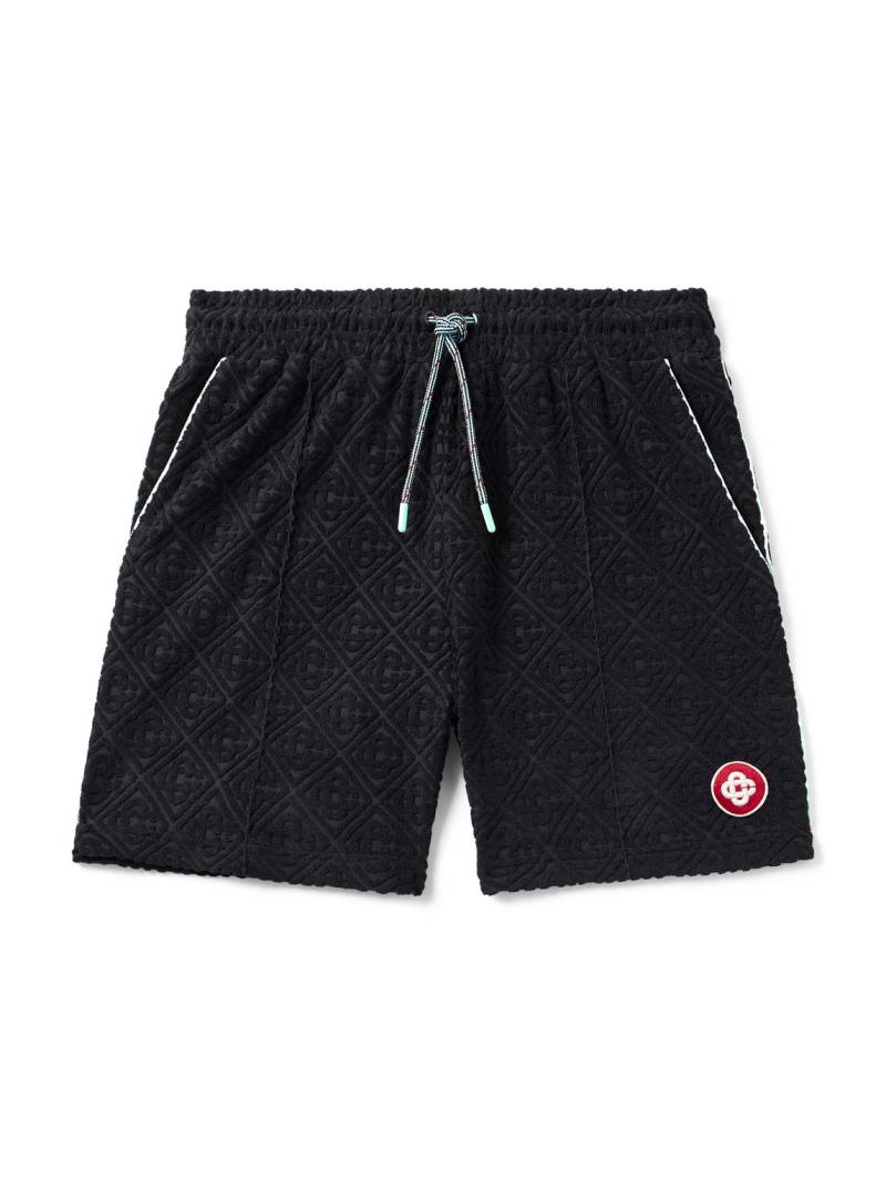 Casablanca - Straight-Leg Logo-Appliquéd Cotton-Blend Jacquard-Terry Shorts - Men - Black - XL von Casablanca