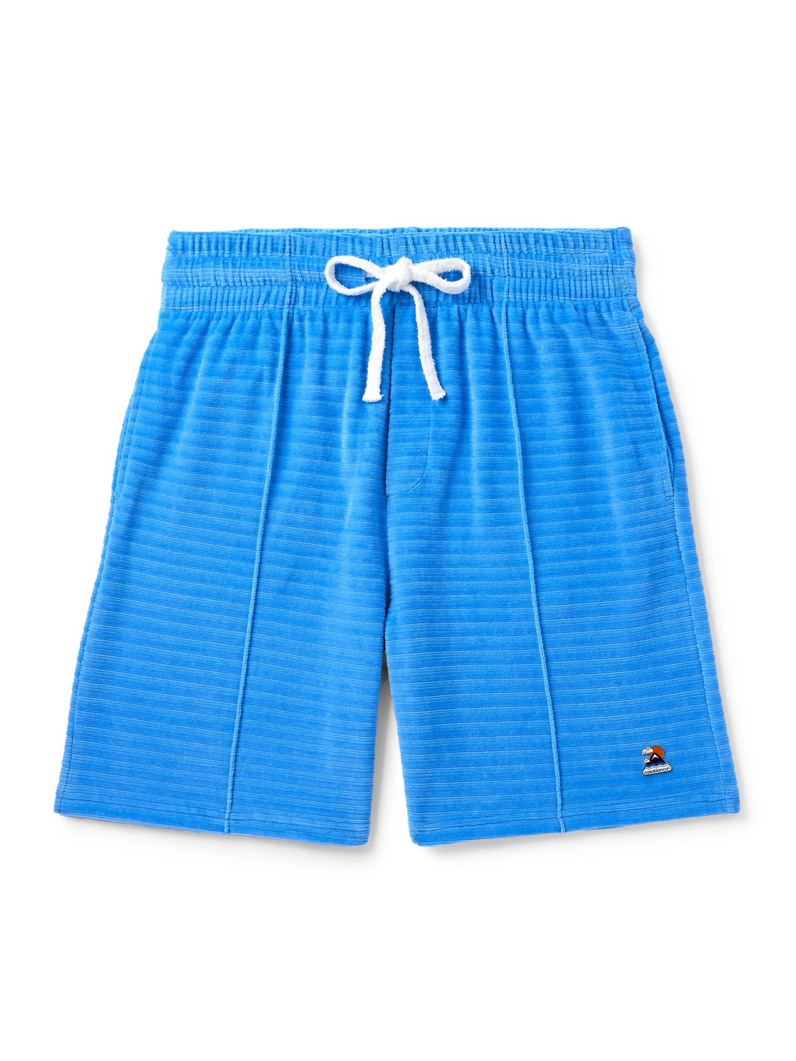 Casablanca - Straight-Leg Logo-Appliquéd Cotton-Blend Velour Shorts - Men - Blue - S von Casablanca