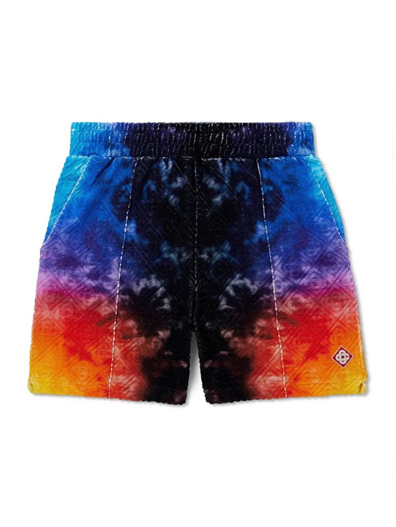 Casablanca - Straight-Leg Logo-Appliquéd Jacquard-Knit Cotton-Blend Terry Shorts - Men - Blue - XL von Casablanca