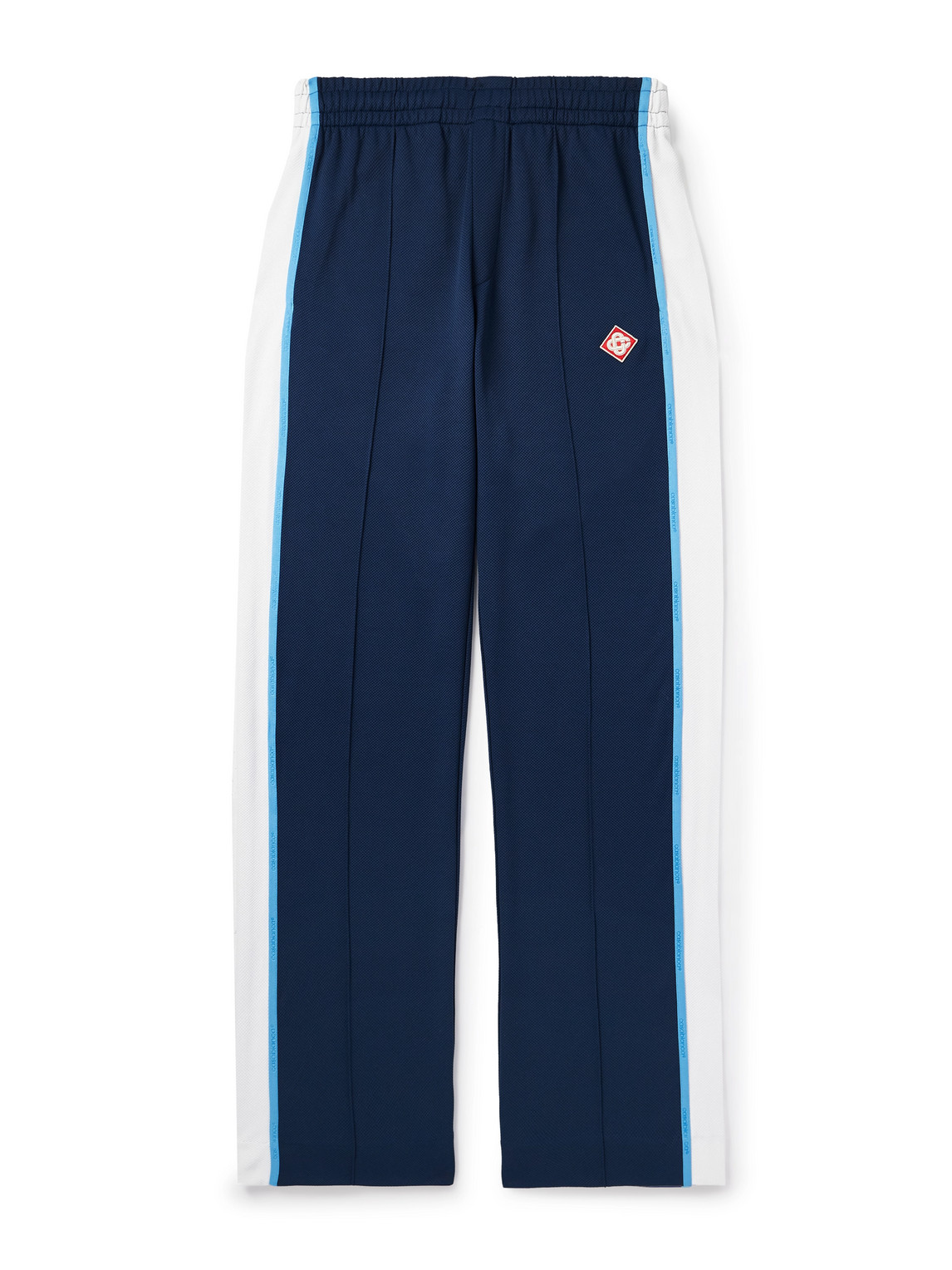 Casablanca - Straight-Leg Logo-Appliquéd Striped Piqué Track Pants - Men - Blue - S von Casablanca