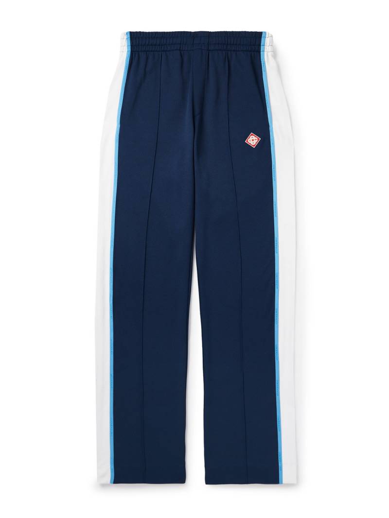 Casablanca - Straight-Leg Logo-Appliquéd Striped Piqué Track Pants - Men - Blue - S von Casablanca