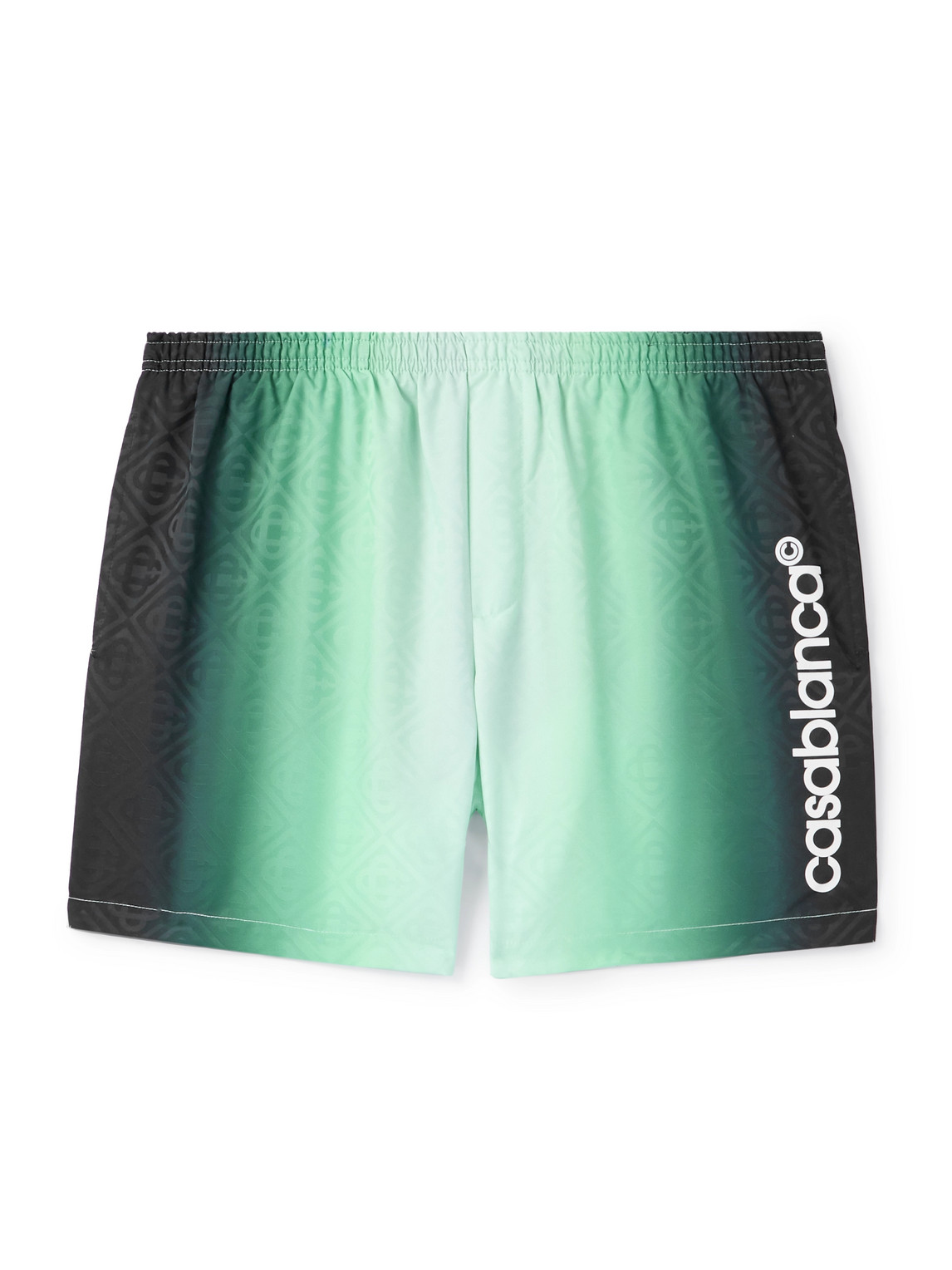 Casablanca - Straight-Leg Mid-Length Dégradé Logo-Print Swim Shorts - Men - Green - S von Casablanca