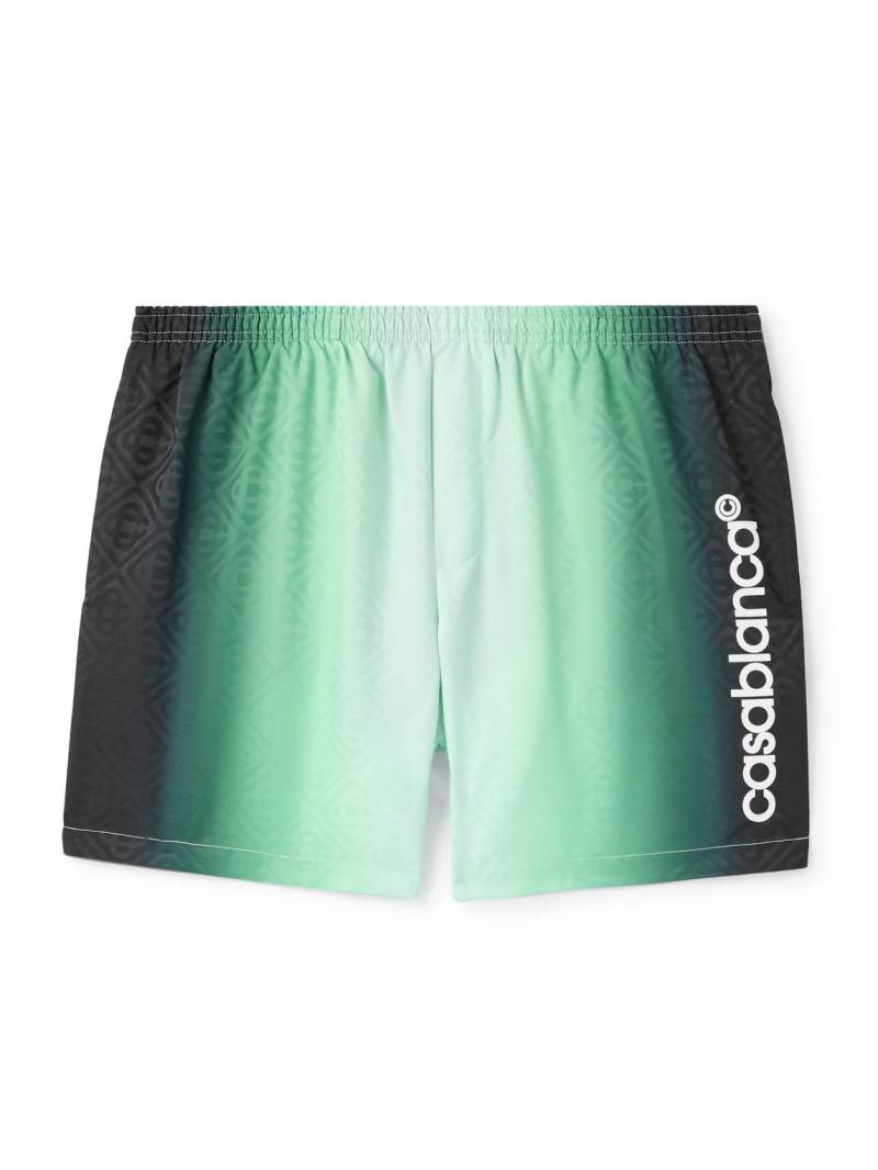 Casablanca - Straight-Leg Mid-Length Dégradé Logo-Print Swim Shorts - Men - Green - S von Casablanca