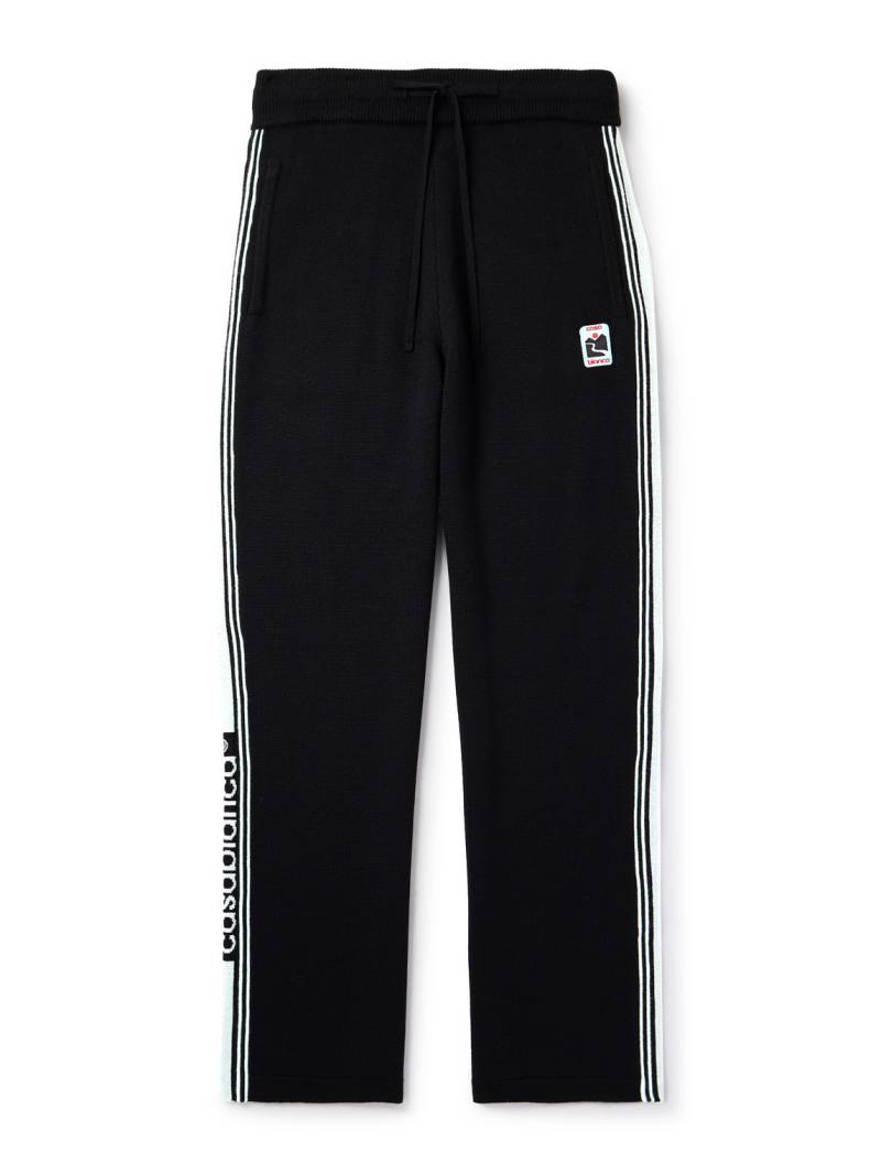 Casablanca - Straight-Leg Striped Merino Wool Track Pants - Men - Black - S von Casablanca