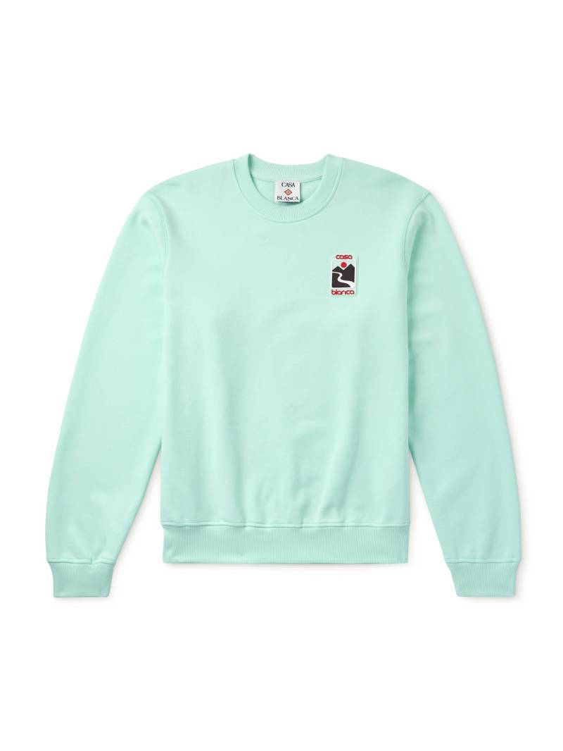 Casablanca - Sunset Valley Logo-Appliquéd Organic Cotton-Jersey Sweatshirt - Men - Green - XL von Casablanca