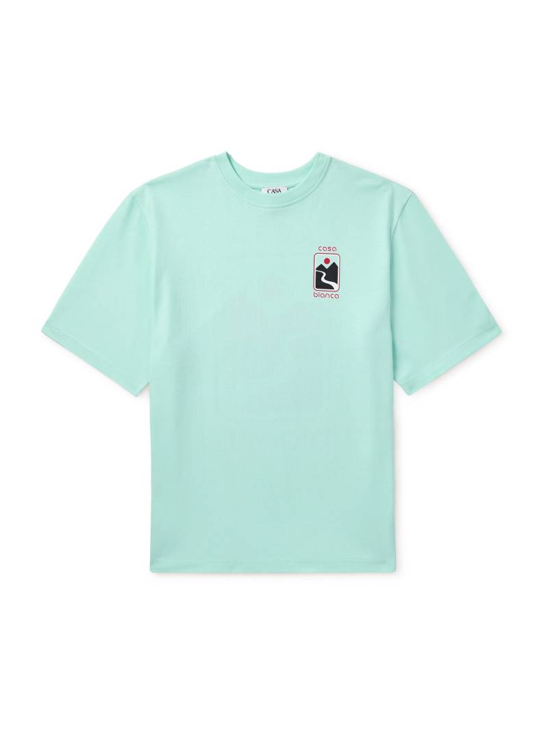 Casablanca - Sunset Valley Printed Organic Cotton-Jersey T-Shirt - Men - Green - L von Casablanca