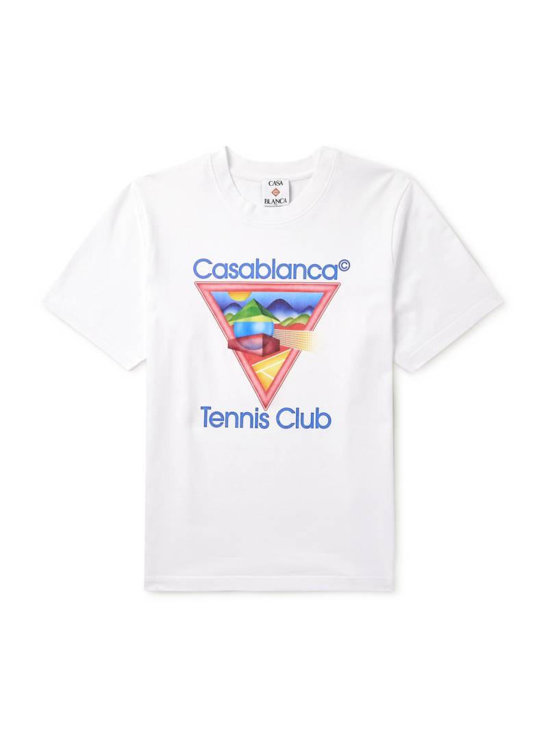 Casablanca - Tennis Club Logo-Print Cotton-Jersey T-Shirt - Men - White - M von Casablanca