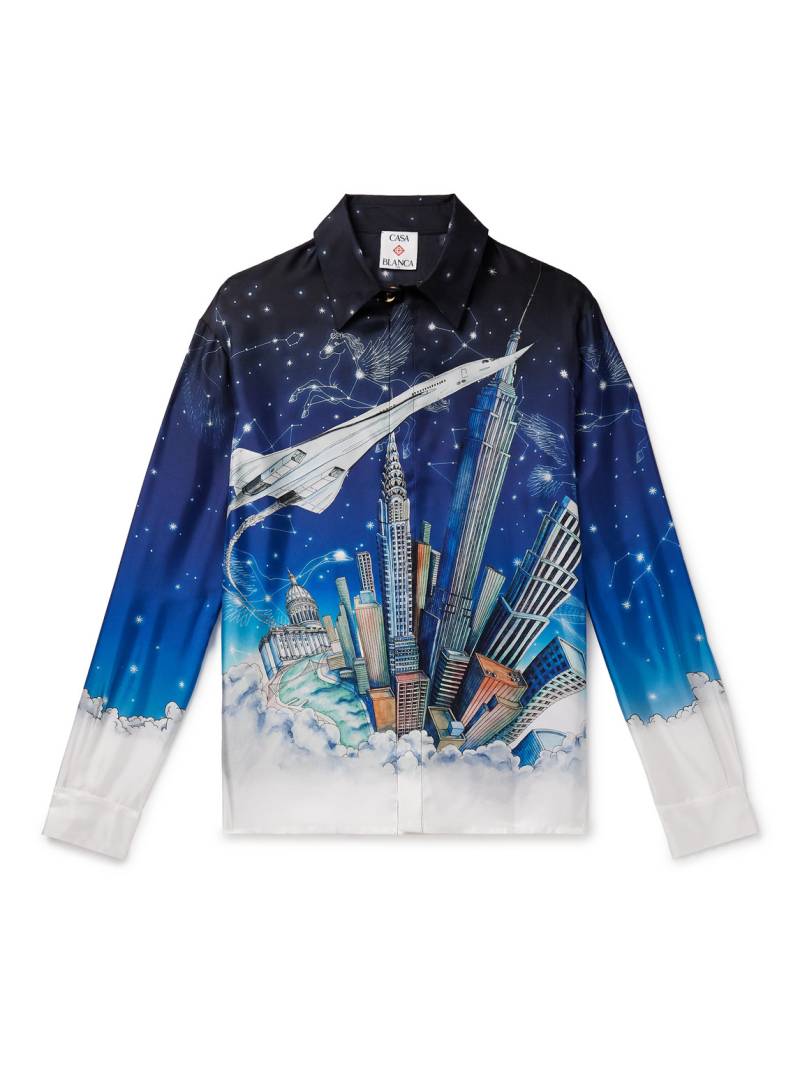 Casablanca - Vol de Nuit Printed Silk Shirt - Men - Blue - L von Casablanca