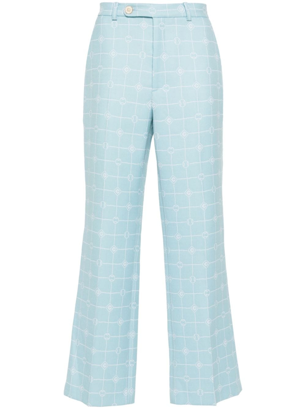 Casablanca Gerade Hose mit Logo-Windowpane-Karo - Blau von Casablanca