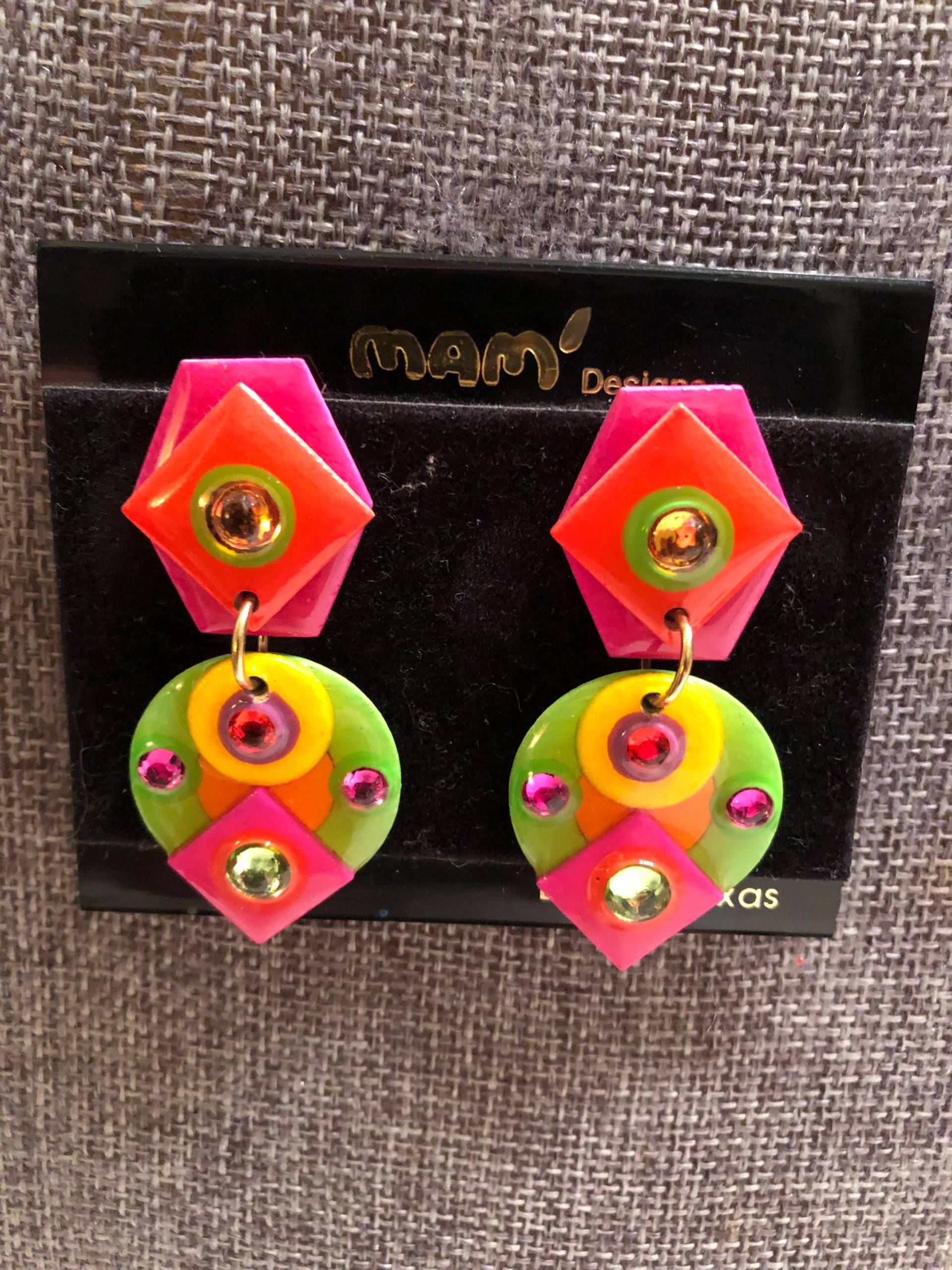Vintage Designer Mam "Collectors Mehrfarbige Mix "Eva's" Clip Ohrringe Baumeln." von CasadeLagunaLuna