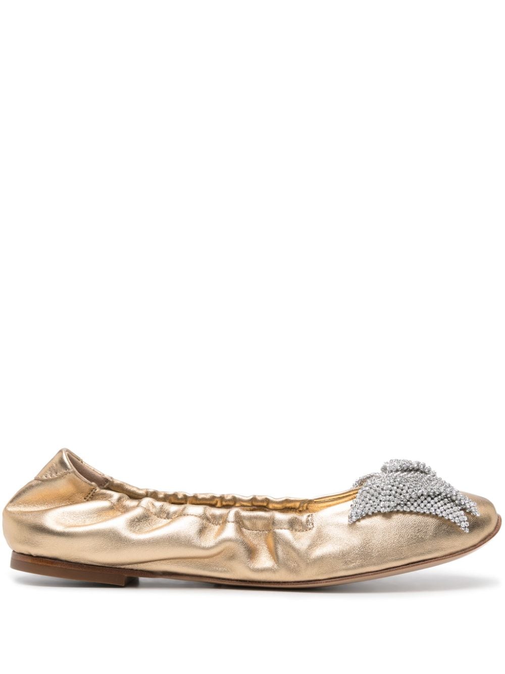 Casadei Ballerinas im Metallic-Look mit Schleife - Gold von Casadei